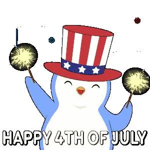 Penguin in Uncle Sam Hat Holding Sparklers