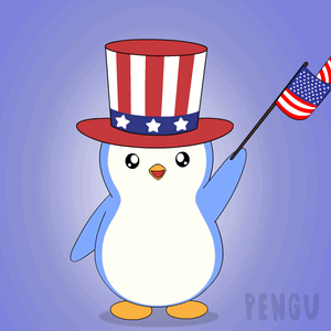 Penguin in Uncle Sam Top Hat With American Flag