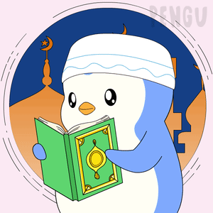 Penguin in White Hat Reading Book