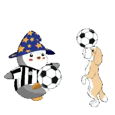 Penguin in Wizard Hat With Soccer Ball