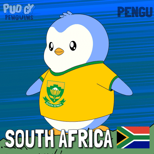 Penguin in Yellow Shirt Saying South Africa