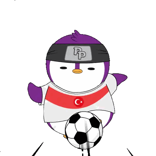 Penguin Kicking Soccer Ball With P Headband