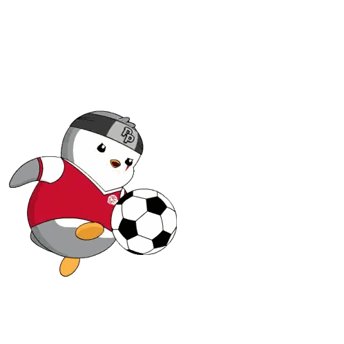 Penguin Kicking Soccer Ball With P Letter