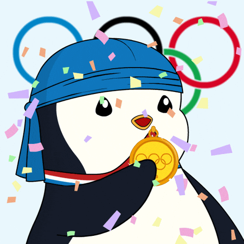 Penguin Kisses Gold Medal GIF
