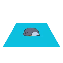 Penguin Laying Down on Blue