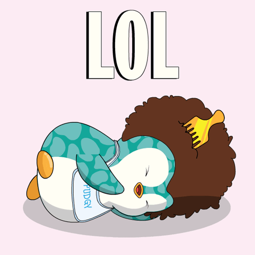 Penguin Laying on Back Saying Lol