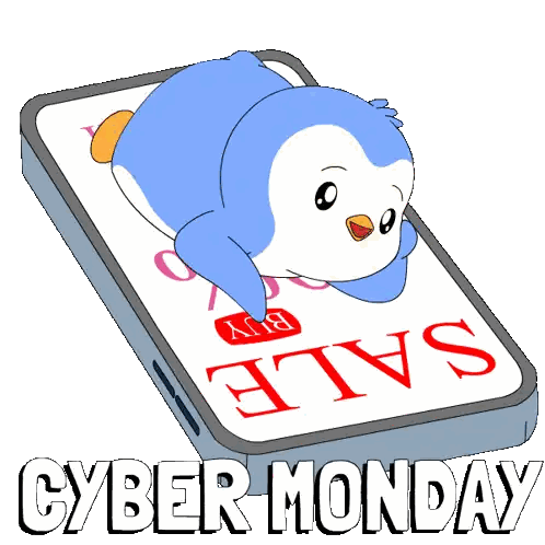 Penguin Laying on Cell Phone Cyber Monday