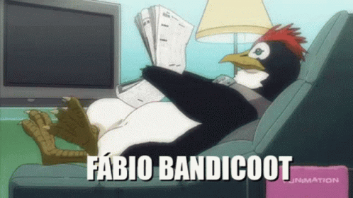 Penguin Laying on Couch Reading Newspaper Fabio Bandicoot