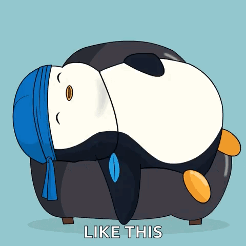 Penguin Laying On Couch Saying Like This GIF