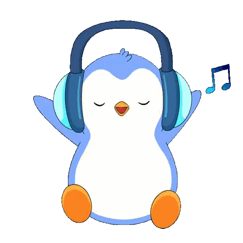 Penguin Listening to Music with Headphones