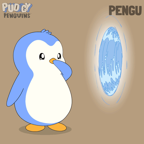 Penguin Looking Through Portal With Pengu