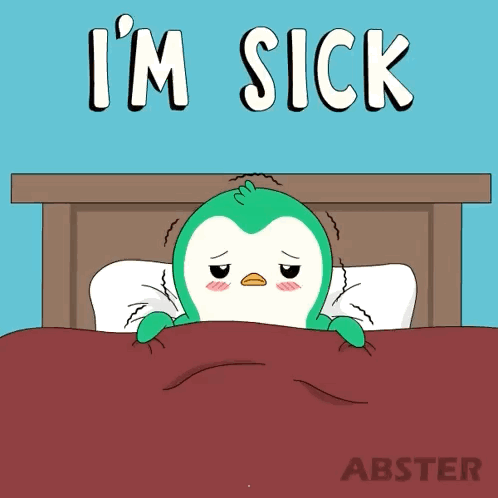 Penguin Lying in Bed Sick