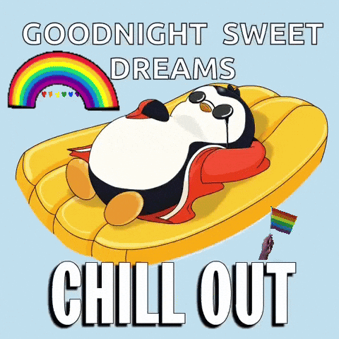 Penguin Lying on Banana Float Goodnight