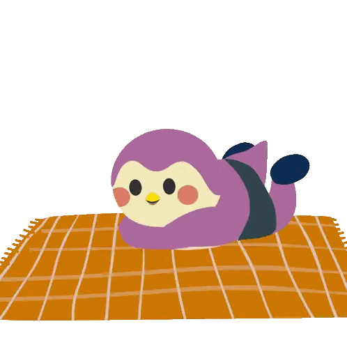 Penguin Lying on Blanket Soak Up the Sun