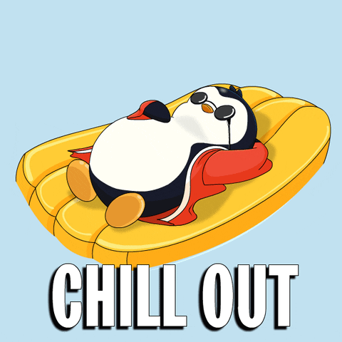 Penguin Lying on Raft Chill Out