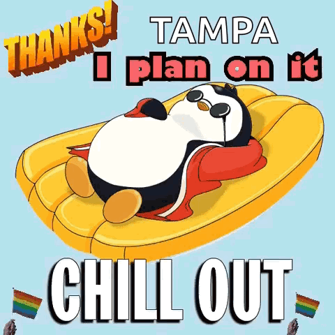 Penguin Lying on Raft Thanks Tampa