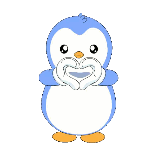 Penguin Making Heart Hands with Peng Hearts