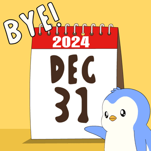 Penguin Next to Calendar Saying Bye 2024
