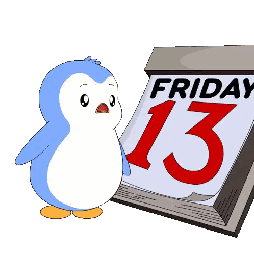 Penguin Next to Friday 13 Calendar