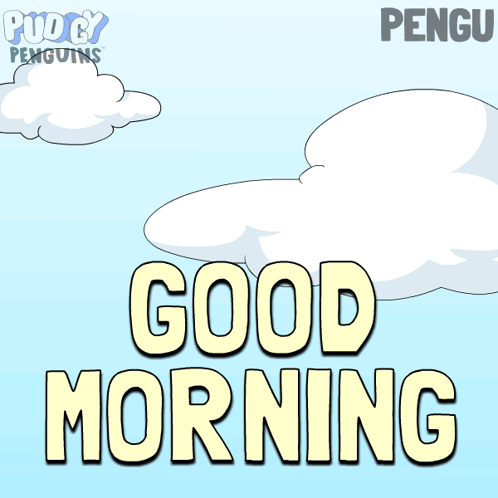 Penguin on Cloud Good Morning