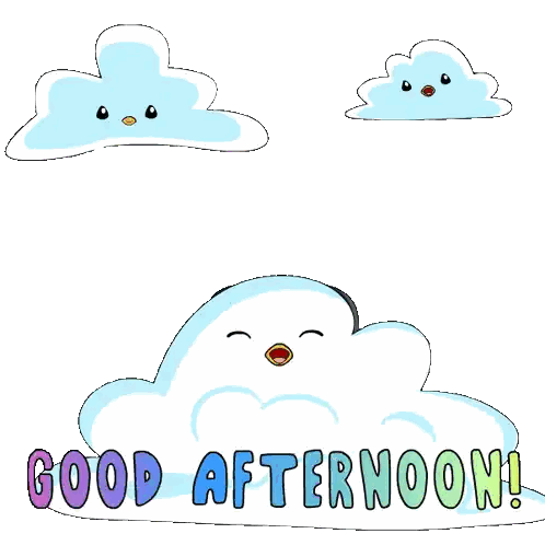 Penguin On Cloud Saying Good Afternoon