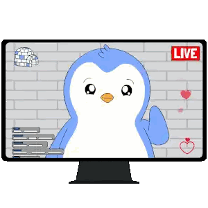 Penguin on Computer Screen with Live Sign