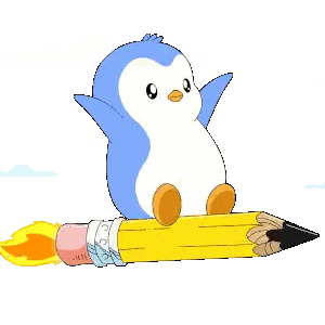 Penguin on Flaming Pencil