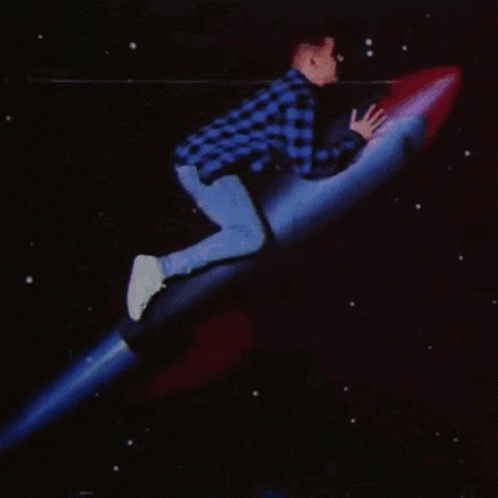 Penguin On Rocket With Planet GIF