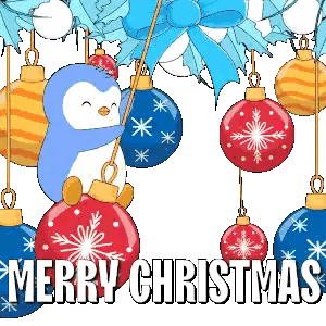 Penguin on Swing Merry Christmas