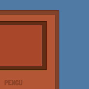 Penguin Peeking Out of Door Saying I'm Home