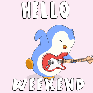 Penguin Playing Guitar Hello Weekend GIF