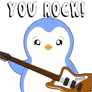 Penguin Playing Guitar Saying You Rock
