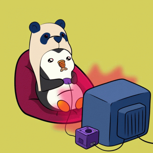 Penguin Playing Video Game GIF