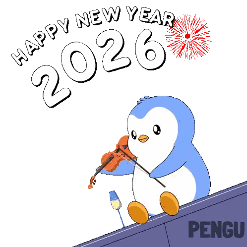 Penguin Playing Violin Happy New Year