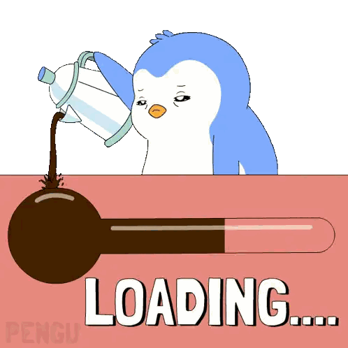 Penguin Pouring Coffee Into Loading Thermometer