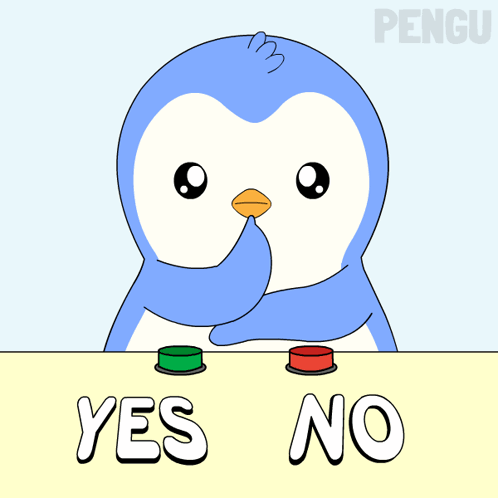 Penguin Pressing Yes And No Button GIF