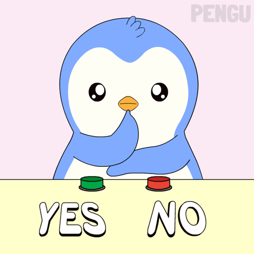 Penguin Pressing Yes Button GIF