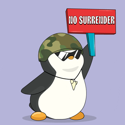Penguin Protesting No Surrender Stay Strong GIF