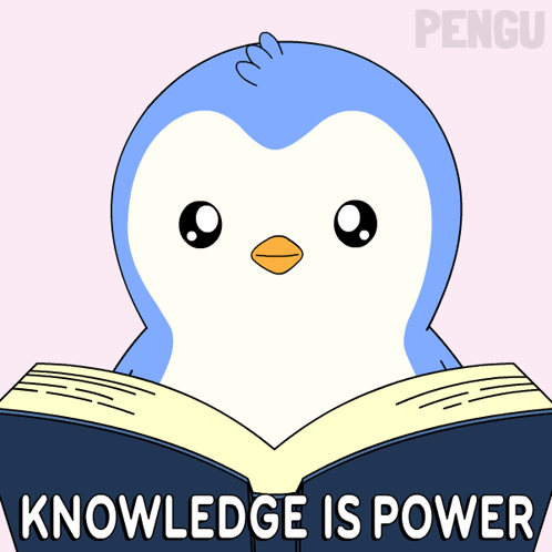 Penguin Reading Book Knowledge is Power