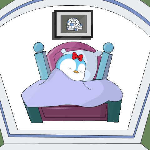 Penguin Red Ribbon Im Awake GIF