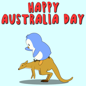 Penguin Riding Kangaroo Happy Australia Day