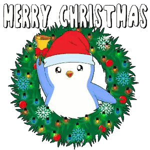 Penguin Santa With Bell