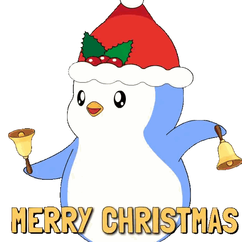 Penguin Santa With Bells Merry Christmas