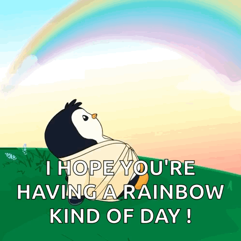 Penguin Says I Hope You're Having A Rainbow GIF