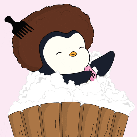 Penguin Scrubs During Bubble Bath GIF