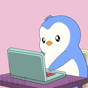 Penguin Sitting At Desk With Laptop GIF