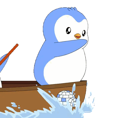 Penguin Sitting in Boat With Paddle