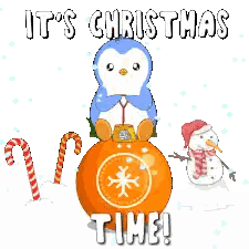 Penguin Sitting on Christmas Ball