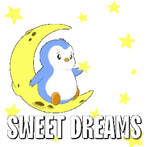 Penguin Sitting on Crescent Moon