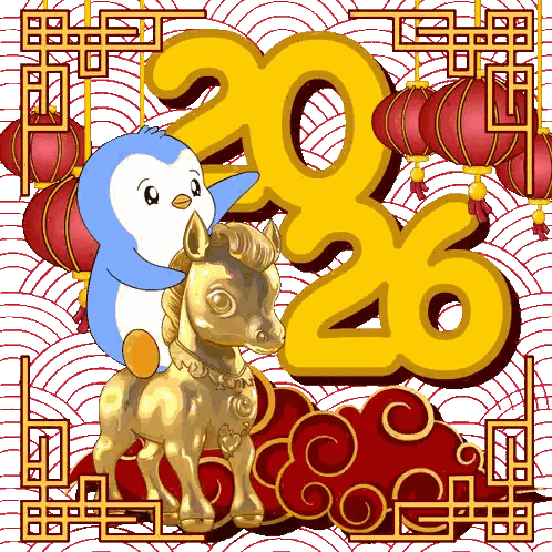 Penguin Sitting on Gold Horse 2020